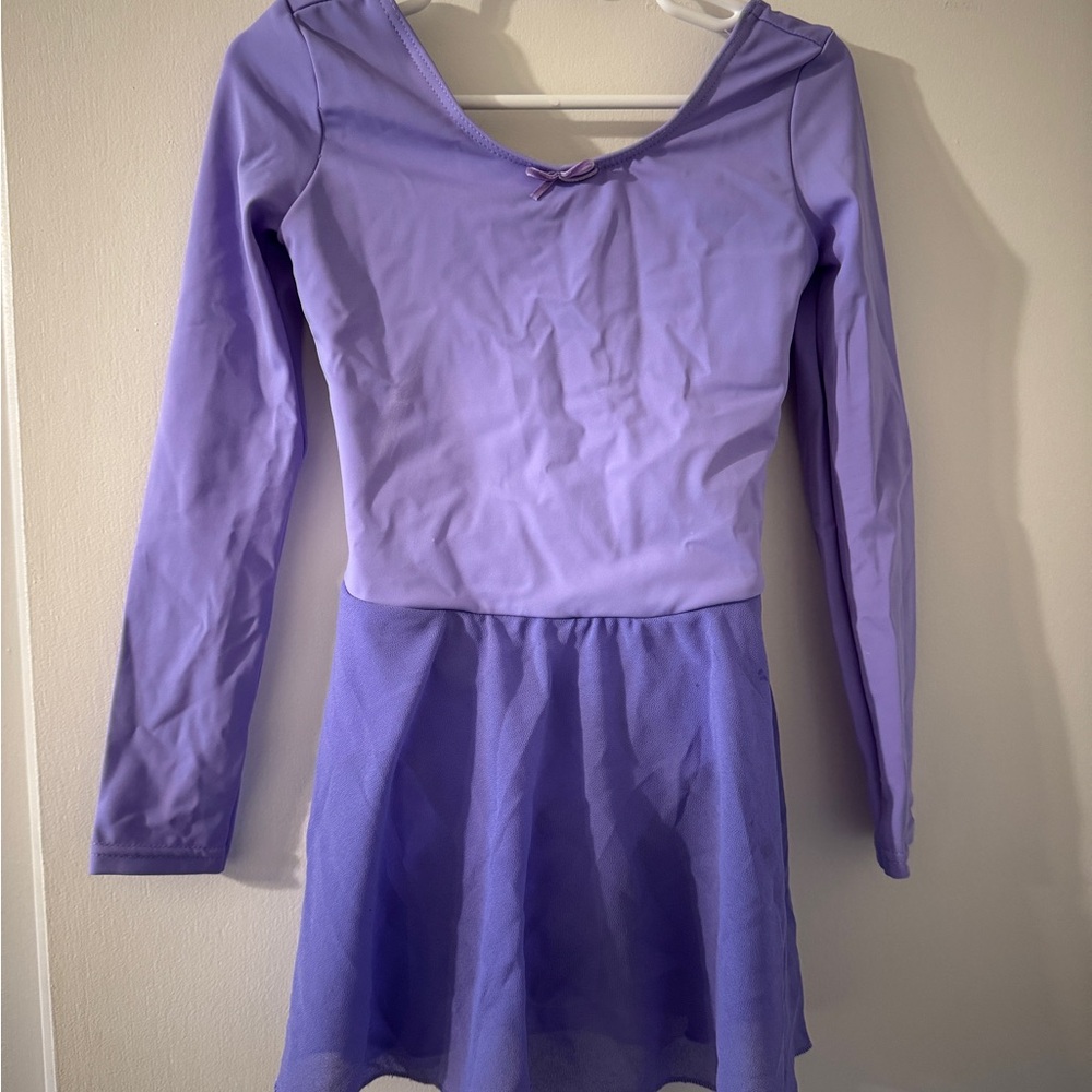 Weissman Purple Long Sleeve Leotard Dress